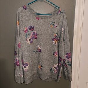 Gray floral print sweater